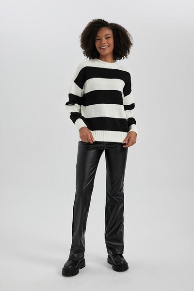 DeFacto Oversize Fit Striped Crew Neck Sweater A3274ax23cw