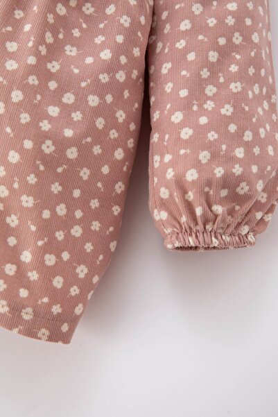 DeFacto Baby Girl Floral Long Sleeve Velvet Dress