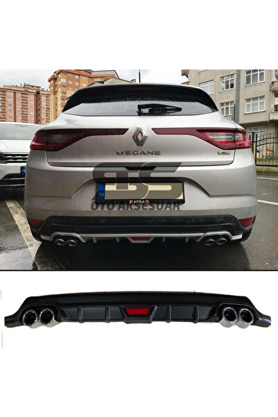 Furens Renault Megane 4 HB Difüzör Arka Tampon Eki 4 Egzoz Çıkışlı Siyah Tip