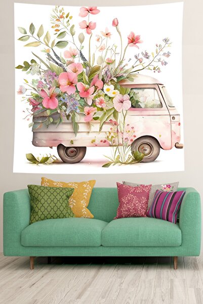 Pelangi Flower Pattern Car Stain Resistant Fabric Wall Cover Wall Carpet Tapestry