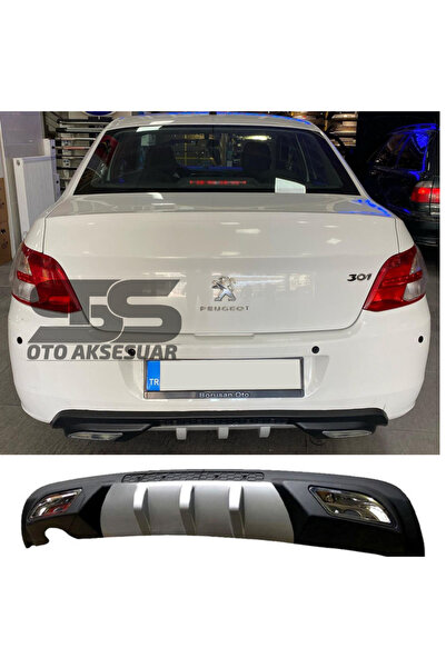 Furens Peugeot 301 Difüzör Arka Tampon Eki 2 Egzoz Çıkışlı Gri
