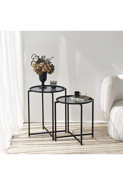 NEOstill - Siyah Metal 2li Yan Sehpa S412f