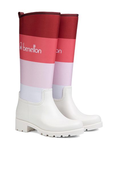 Benetton ® |   BN-50010 - 34124 Λευκό Ροζ - Γυναικείες Μπότες