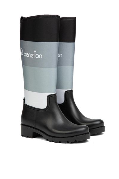 Benetton ® |   BN-50010 - 34124 Μαύρο Λευκό - Γυναικείες Μπότες