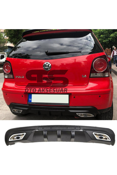 Furens Volkswagen Polo Difüzör Arka Tampon Eki 2 Egzoz Çıkışlı Siyah