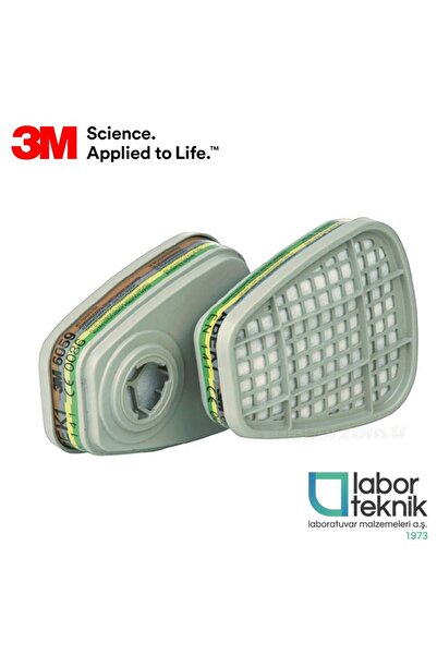 3M ™ 6059 Gaz ve Buhar Filtresi - EN 141 (Bayonet Bağlantılı, ABEK1 Filtreli)...