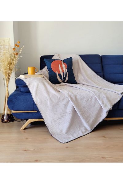 Alpar Tekstil Plush Welsoft Single TV Blanket - Sofa Shawl / GRAY