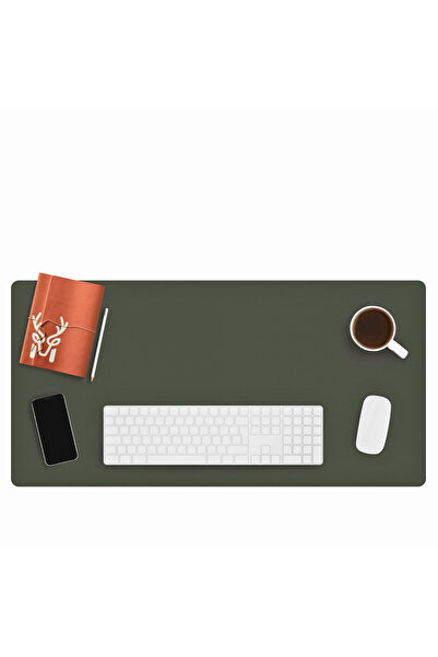 Modica Lindos Large Khaki Desk Mat - Leather Wide Table Mat for Gaming Laptop Computer
