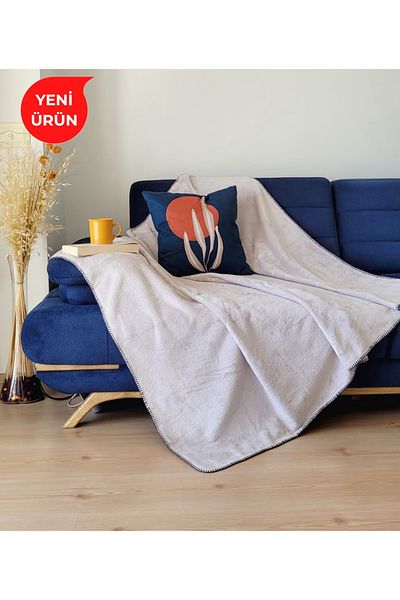Alpar Tekstil Plush Welsoft Single TV Blanket - Sofa Shawl / GRAY