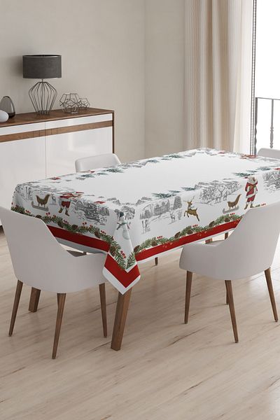 Çt Çeyizci Tekstil Fata de masa cu model de Anul Nou, fata de masa de Craciun, fata de masa digitala de Craciun de Craciun 120x160cm