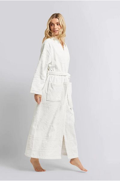 CottonTherapy Natia Jacquard Kimono Bathrobe Premium 100% Cotton
