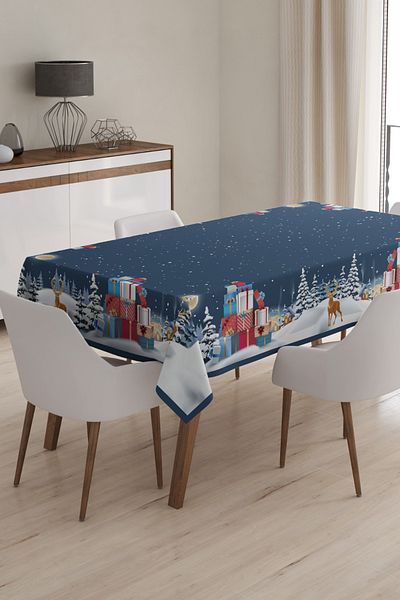 Çt Çeyizci Tekstil Fata de masa cu model de Anul Nou, fata de masa de Craciun, fata de masa digitala de Craciun de Craciun 120x160cm