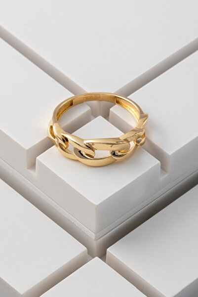 Cenova Jewelry 14 Ayar Altın Örgü Kadın Yüzük