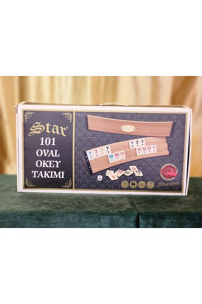 Star Okey Star Oval Okey Set (Wood Look Plastic) & Star Melamine Stone (Premium)