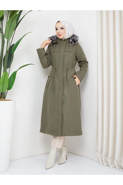 POLANGEL HIJAB COAT WITH CACHET WAIST TUNNEL ELASTIC ELASTIC FITTINGS
