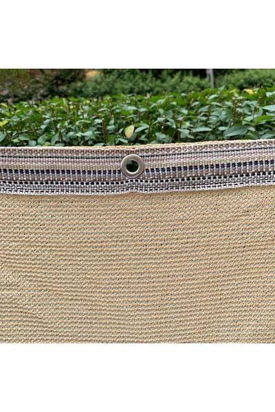 Filexus 95% 4m x 5m Canopy-Garden Fence Net-Striped with Ring - Dark Beige