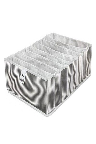 Özlem Toys 2 Pieces of Cabinet and Drawer Organizer Xl Size 8 Compartments Gray Striped