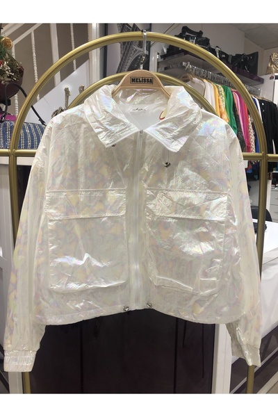 Melissa Kadın Ekru Parlak Nüanslı Yağmurluk