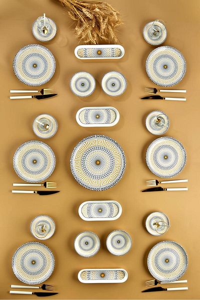 Akkoyunlu home Rose 21 Piece Breakfast Set for 6 Persons Luxury Breakfast Presentation Set Rose 21 PIECE SET