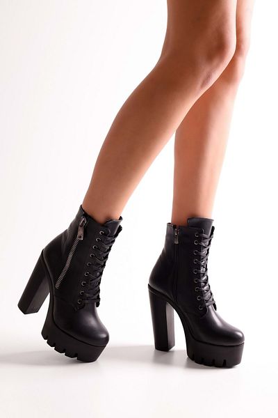 Shoeberry Damskie buty na wysokim obcasie Audrey Black Skin w kolorze czarnym
