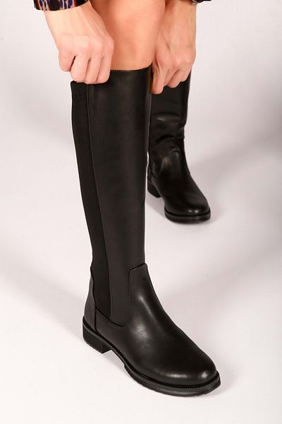 Shoeberry Damen-Stiefel „Justine Black Skin“ mit Reißverschluss Black Skin
