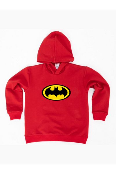 Batman Printed Hooded Cotton Fabric Kids Sweatshirt