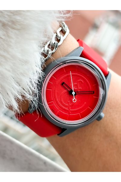 Q&Q Brand Solar Powered (Without Battery), Red Color, (Suitable for Pool and Sea Use) Men's/Women's Sports Wristwatch
