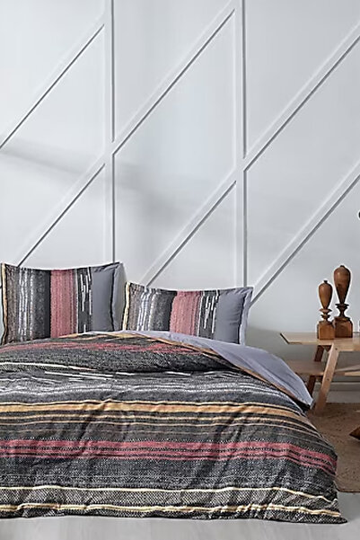 Özdilek طقم غطاء لحاف مزدوج من القطن الأصلي 100% من Silmus باللون الرمادي