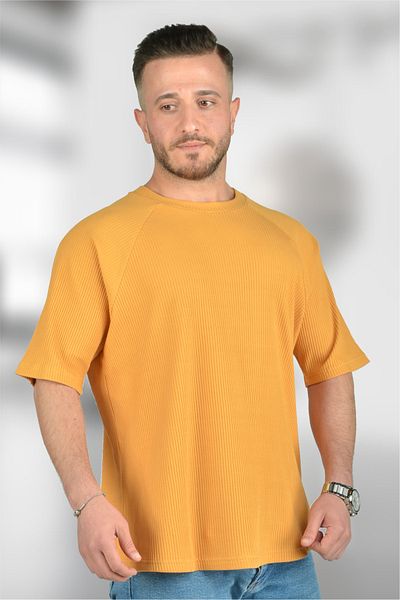 BESSA Мъжка тениска Oversize - с кръгло деколте, кадифе, реглан ръкав