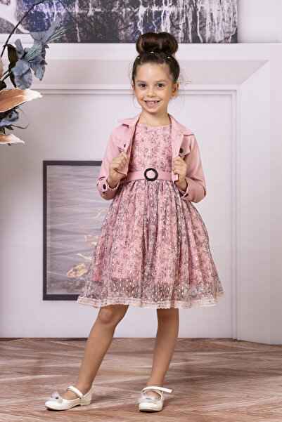 SÜSLÜ PİNK KİDS Kız Çocuk Bayramlık Ceketli Elbise