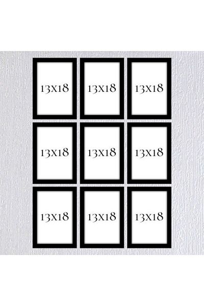 AS TİCARET Pvc Glass Black Frame Set 9 Pieces 13cmx18cm