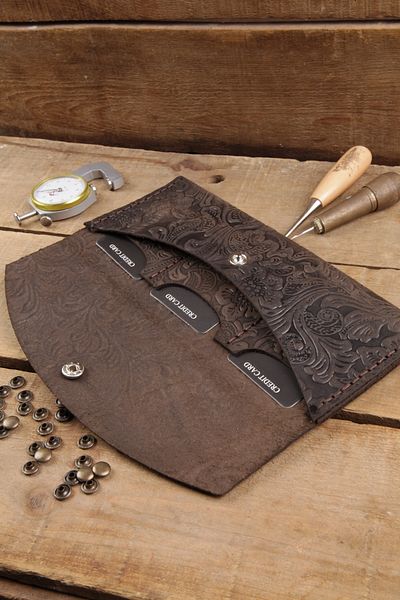 New Coast Leather 1900's Ръчно изработен дамски портфейл от естествена кожа в кафяво