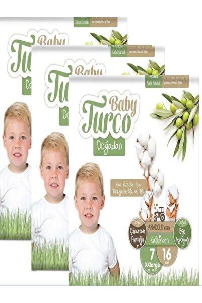 Baby Turco دوغادان الترا رقم 7 XXL 20-30 كجم 16 قطعة 3 قطع 48 قطعة