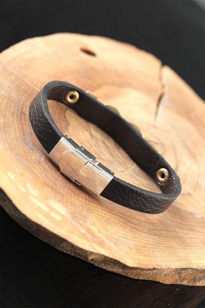 Only Vogue 2 Year Warranty Certified Leather Men's Bracelet