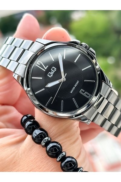 Q&Q Smoked Color, Steel Strap, Waterproof, Thin Case Men's Wristwatch + bracelet