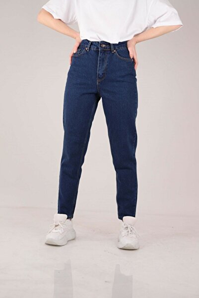 DRC trend Baybe Koyu Mavi Mom Jeans Лікра з високою талією Сині джинси Mom Po...