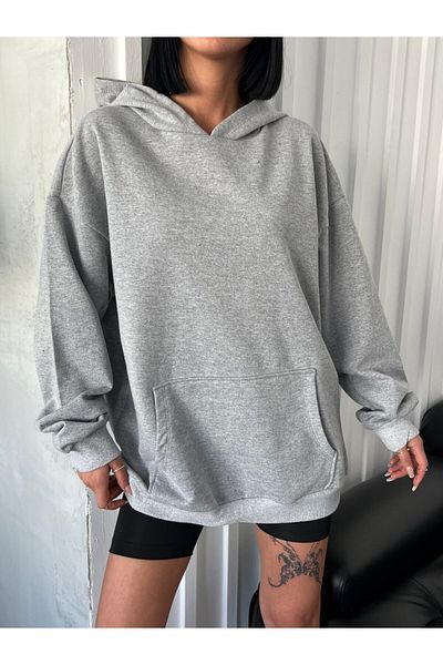 Gofeel Atelier Grey Oversize Φούτερ με κουκούλα Outdoor Streetwear Y2K GOFEEL