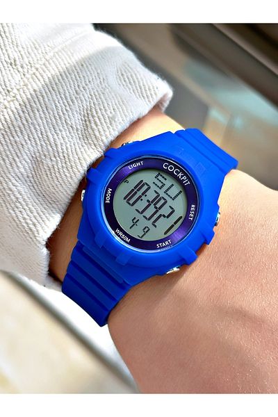 Cockpit Digital Women's Wristwatch with Silicone Strap 5 ATM Waterproof Alarm and Luminous Stopwatch