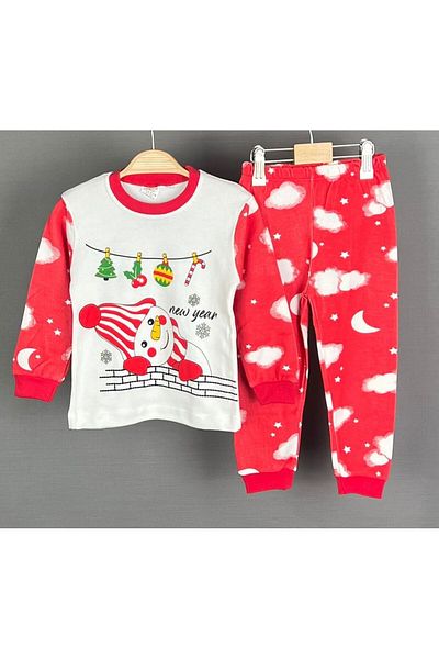 Bilge Trend Sleeping Snowman Printed new year Christmas new year themed girl boy child baby pajama set