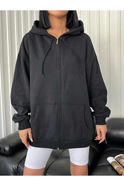 Gofeel Atelier Siyah Oversize Fermuarlı Hırka Outdoor Streetwear Y2K GOFEEL