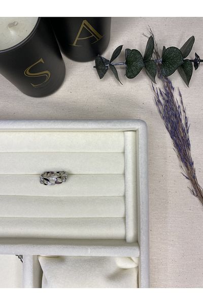 SalviaAccessories حلقة فضية رفيعة من الفولاذ الحلزوني
