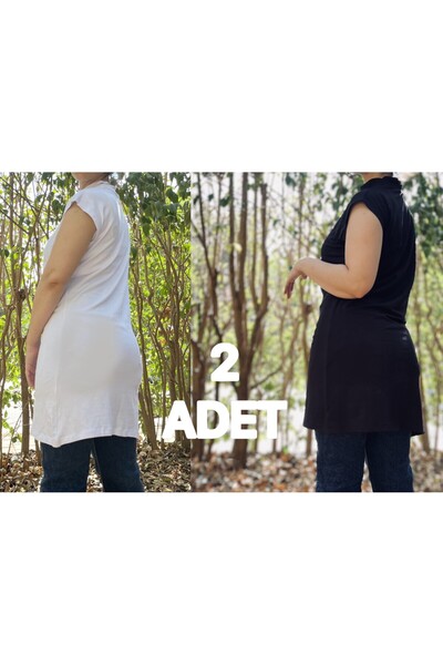 Betimoda Women's High Collar Sleeveless Underwear Viscose Tunic 2 Pieces Mixed Color