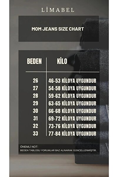 Trn JNS Milena Koyu Mavi Boyfriend Kadın Yüksek Bel Mom Jeans