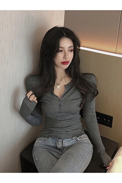 Köstebek Vintage φούτερ με κουμπιά με λαιμόκοψη σε σχήμα V