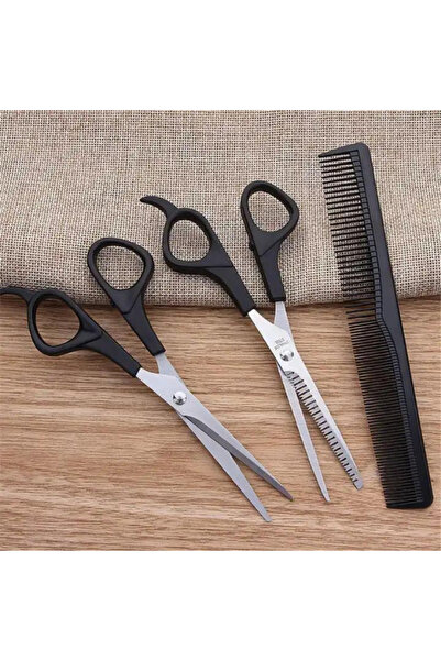 Janissary Kuaför Seti Saç Kesme, İnceltme Makası Tarak - 3lü Set