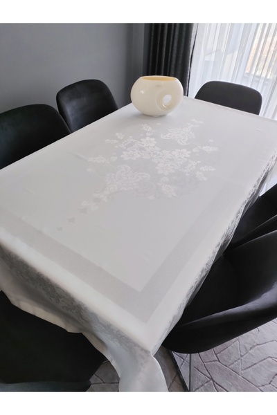 sarra Față de masă de culoare crem 160x220 Damasc