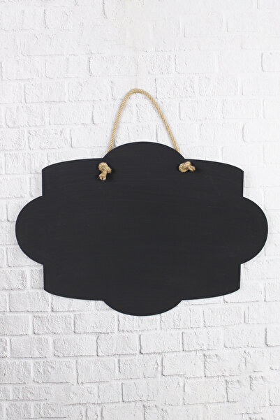 bonvos Yazı Tahtası Ahşap Dekoratif Kara Tahta Halat İp Askılı