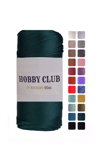hobby club 5 Adet Premium 200 gr Polyester Makrome Ipi Zümrüt 2 Mm - 230 M Supla Ip Ve Çanta Ipliği