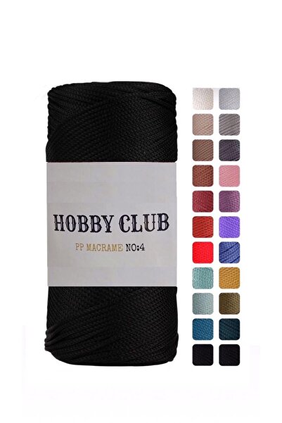 hobby club 5 Adet Premium 200 gr Polyester Makrome Ipi Siyah 2 Mm - 230 M Supla Ip Ve Çanta Ipliği