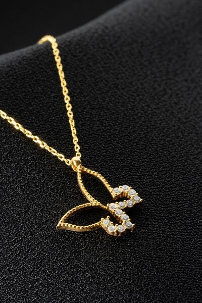 Şimal Silver 925 Ayar Gümüş Minimal Gold Kelebek Kolye